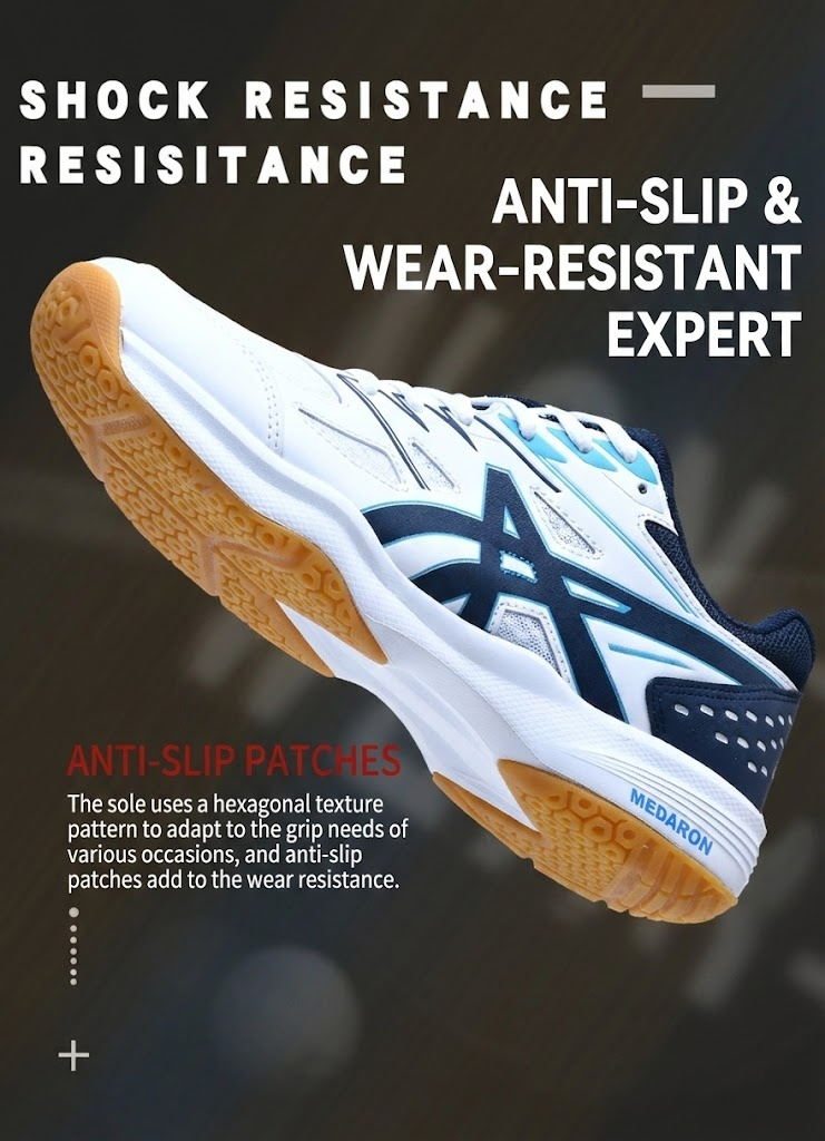 Breathable Badminton Shoes Anti Slip Rebound Sneakers Hard-Wearing Tennis Volleyball For Men Women - Moon - Image 2