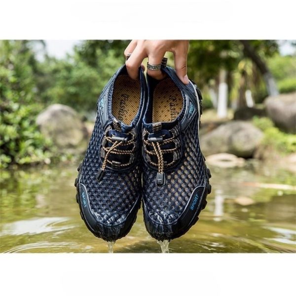 Men's shoes breathable casual mesh hollow mesh outdoor hiking sports running shoes - light coffee