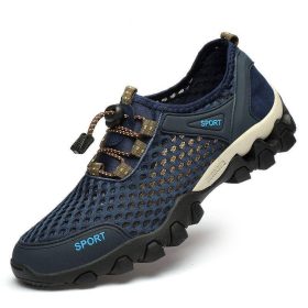 Men's shoes breathable casual mesh hollow mesh outdoor hiking sports running shoes - blue