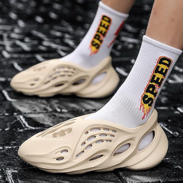 EVA rubber foam sandal runner hole shoes Unisex - Beige