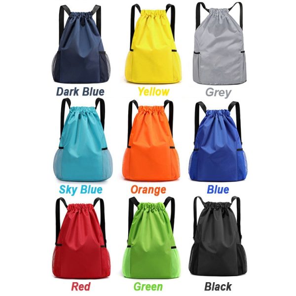 Outdoor Diamond Lattice Oxford Backpack Bag Hiking Biking Camping Travel Large Capacity Drawstring Bag Sports Tuition - Black