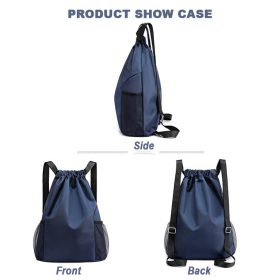 Outdoor Diamond Lattice Oxford Backpack Bag Hiking Biking Camping Travel Large Capacity Drawstring Bag Sports Tuition - Black - Image 8
