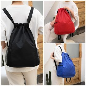 Outdoor Diamond Lattice Oxford Backpack Bag Hiking Biking Camping Travel Large Capacity Drawstring Bag Sports Tuition - Black - Image 5