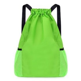 Outdoor Diamond Lattice Oxford Backpack Bag Hiking Biking Camping Travel Large Capacity Drawstring Bag Sports Tuition - Green