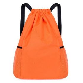 Outdoor Diamond Lattice Oxford Backpack Bag Hiking Biking Camping Travel Large Capacity Drawstring Bag Sports Tuition - Orange