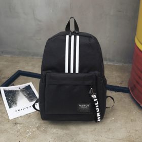 Unisex Style Canvas School Backpack BG429 - Black - Image 1