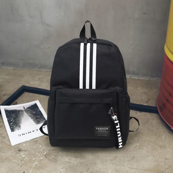 Unisex Style Canvas School Backpack BG429 - Black