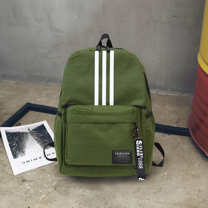 Unisex Style Canvas School Backpack BG429 - Green - Image 1