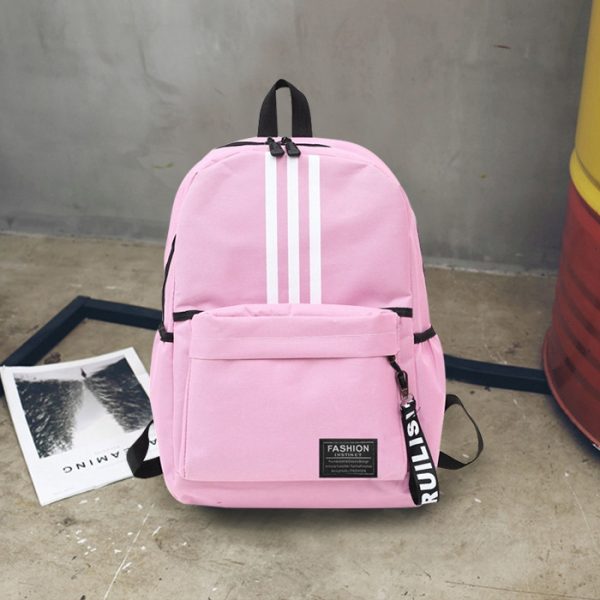 Unisex Style Canvas School Backpack BG429 - Pink