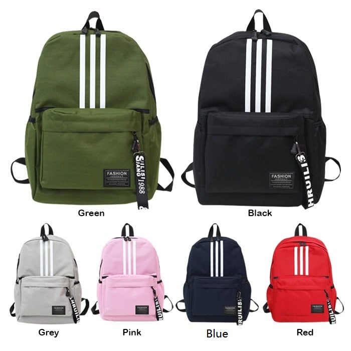 Unisex Style Canvas School Backpack BG429 - Red - Image 2