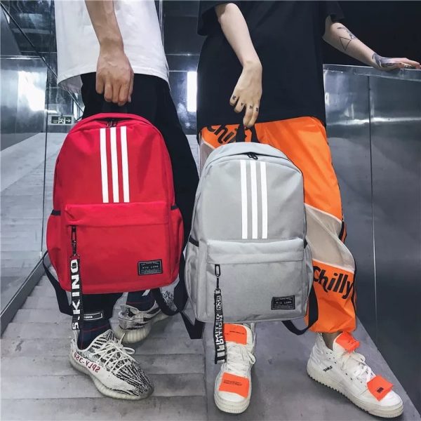 Unisex Style Canvas School Backpack BG429 - Red