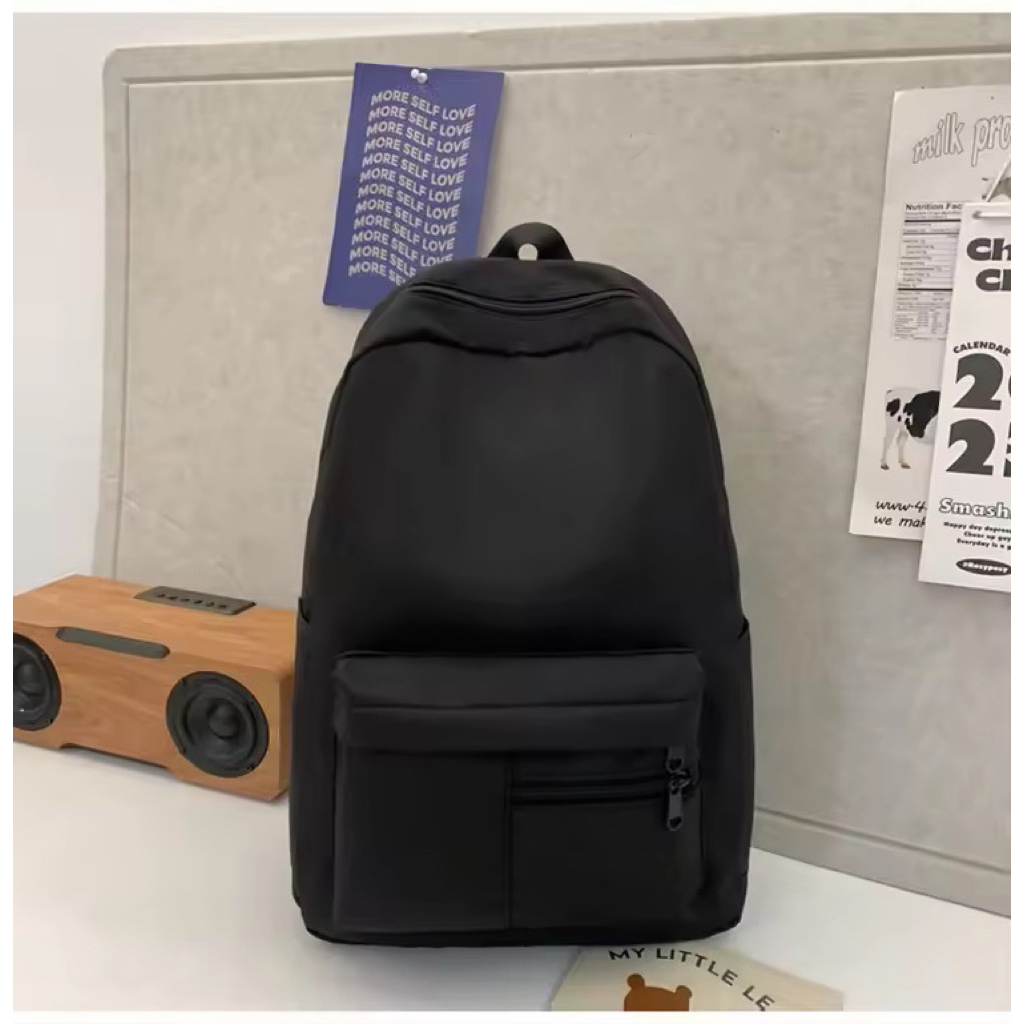 Korean Girl Fashion Multifunction School Backpack - Black - Image 1