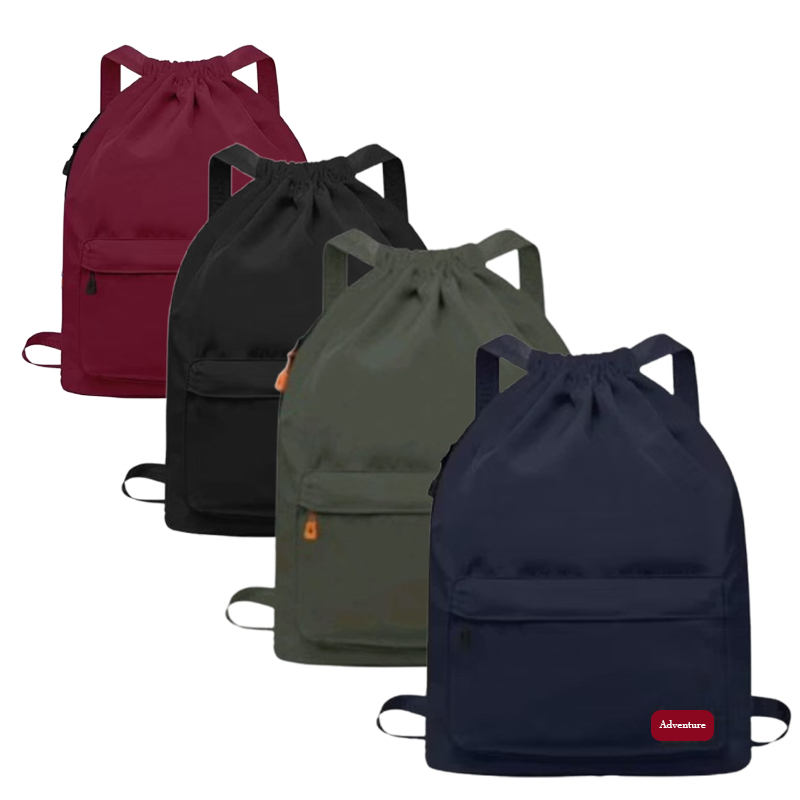 Drawstring string bag / multifunctional / multipurpose backpack - Black - Image 2