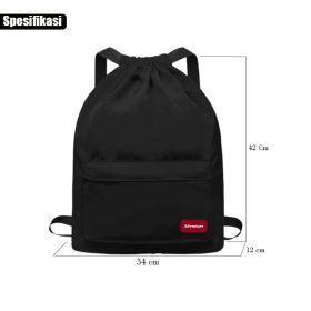 Drawstring string bag / multifunctional / multipurpose backpack - Black - Image 3