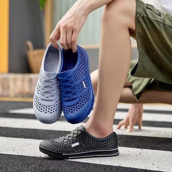 Rubber Slip-On Shoes With Heel Cover With Ventilation Holes Foot Support - Black