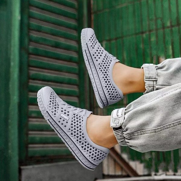 Rubber Slip-On Shoes With Heel Cover With Ventilation Holes Foot Support - Grey