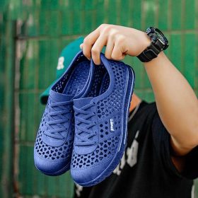 Rubber Slip-On Shoes With Heel Cover With Ventilation Holes Foot Support - Blue - Image 2