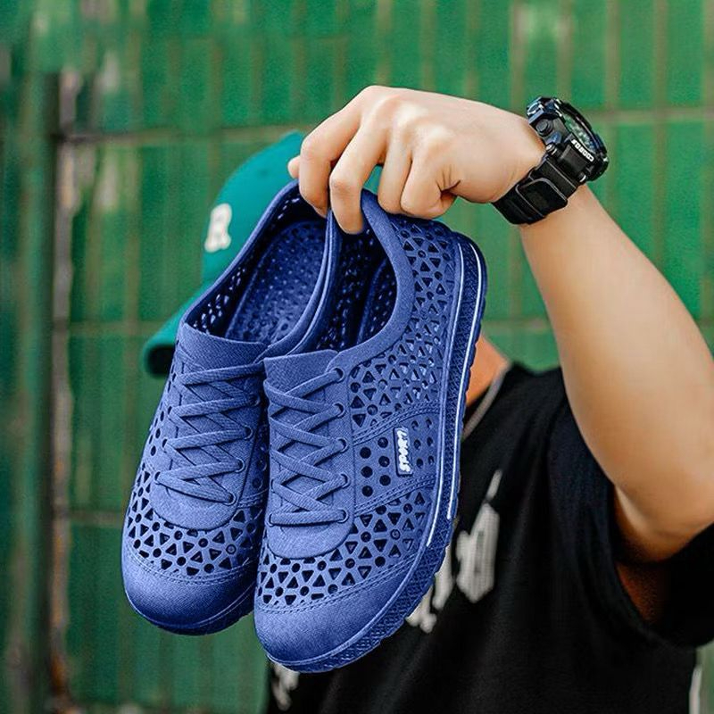 Rubber Slip-On Shoes With Heel Cover With Ventilation Holes Foot Support - Blue - Image 2