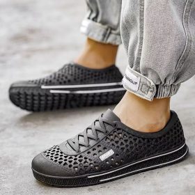 Rubber Slip-On Shoes With Heel Cover With Ventilation Holes Foot Support - Black