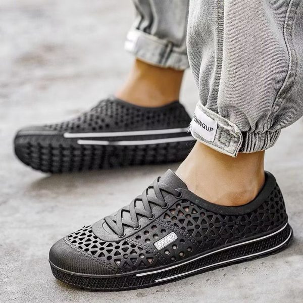 Rubber Slip-On Shoes With Heel Cover With Ventilation Holes Foot Support - Black