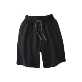 Men Casual Shorts Drawstring Gym Home Comfortable Short Pants - Black