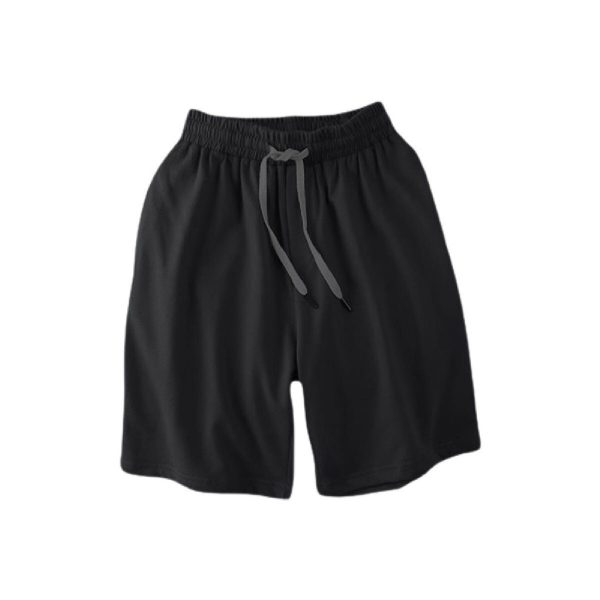 Men Casual Shorts Drawstring Gym Home Comfortable Short Pants - Black