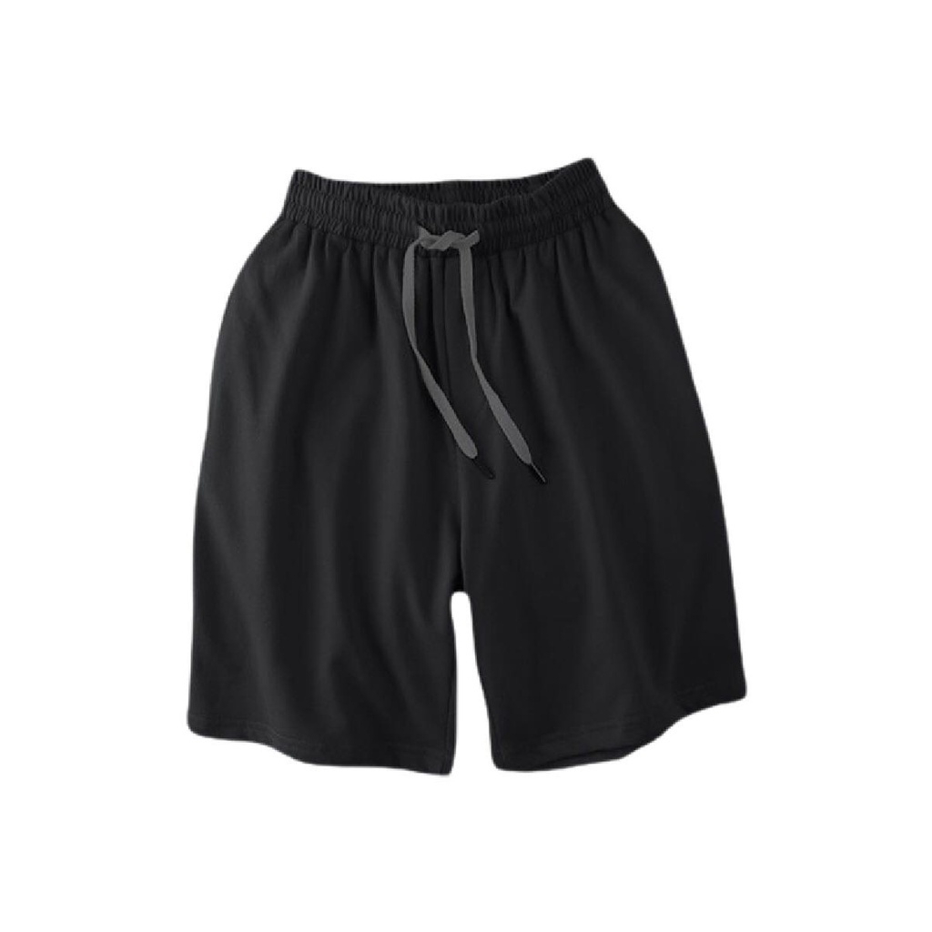 Men Casual Shorts Drawstring Gym Home Comfortable Short Pants - Black - Image 1