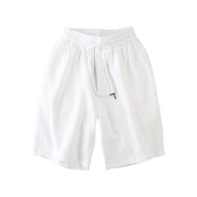 Men Casual Shorts Drawstring Gym Home Comfortable Short Pants - White
