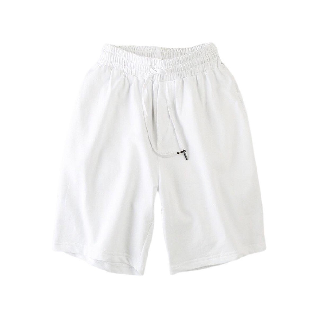 Men Casual Shorts Drawstring Gym Home Comfortable Short Pants - White - Image 1