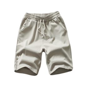 Men Casual Shorts Drawstring Gym Home Comfortable Short Pants - Grey