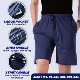 Men Casual Shorts Drawstring Gym Home Comfortable Short Pants - White - Image 4