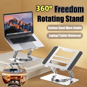 360° Rotating Laptop Stand Foldable Laptop Stand Height Adjustable Tablet Stand 8-17 Inch - Black - Image 2