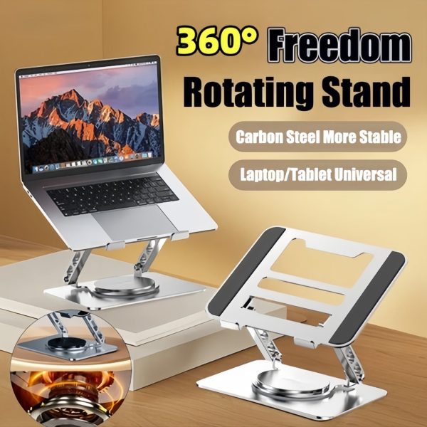 360° Rotating Laptop Stand Foldable Laptop Stand Height Adjustable Tablet Stand 8-17 Inch - Black