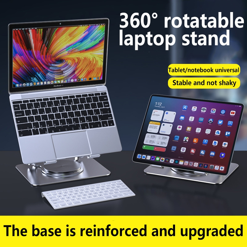 360° Rotating Laptop Stand Foldable Laptop Stand Height Adjustable Tablet Stand 8-17 Inch - Black - Image 4