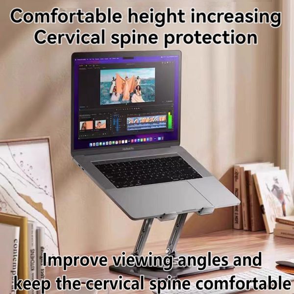 360° Rotating Laptop Stand Foldable Laptop Stand Height Adjustable Tablet Stand 8-17 Inch - Black