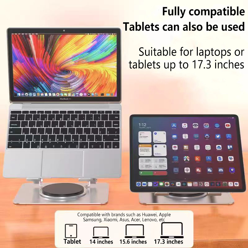 360° Rotating Laptop Stand Foldable Laptop Stand Height Adjustable Tablet Stand 8-17 Inch - Black - Image 6
