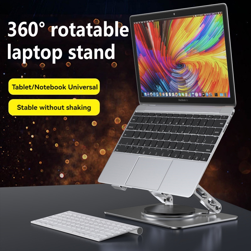 360° Rotating Laptop Stand Foldable Laptop Stand Height Adjustable Tablet Stand 8-17 Inch - Black - Image 3