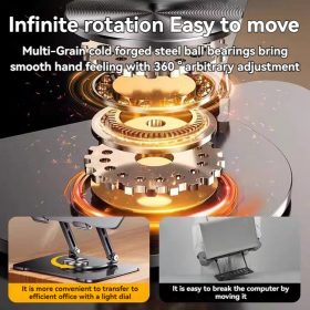 360° Rotating Laptop Stand Foldable Laptop Stand Height Adjustable Tablet Stand 8-17 Inch - Black - Image 8