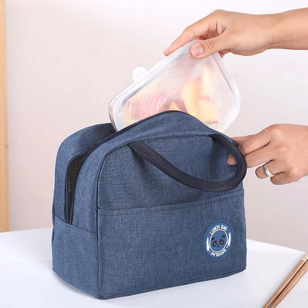 Cartoon Lunch Bag Portable Cooler Bag / Food Container Bag / Storage Bag for Kids & Students - Grey - Image 2