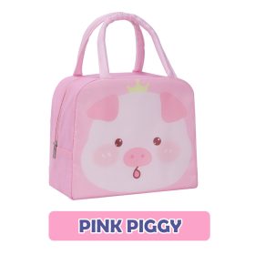 Cartoon Lunch Bag Portable Cooler Bag / Food Container Bag / Storage Bag for Kids & Students - Pink Piggy - Image 1
