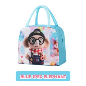 Cartoon Lunch Bag Portable Cooler Bag / Food Container Bag / Storage Bag for Kids & Students - Blue Spec Elephant - Image 1