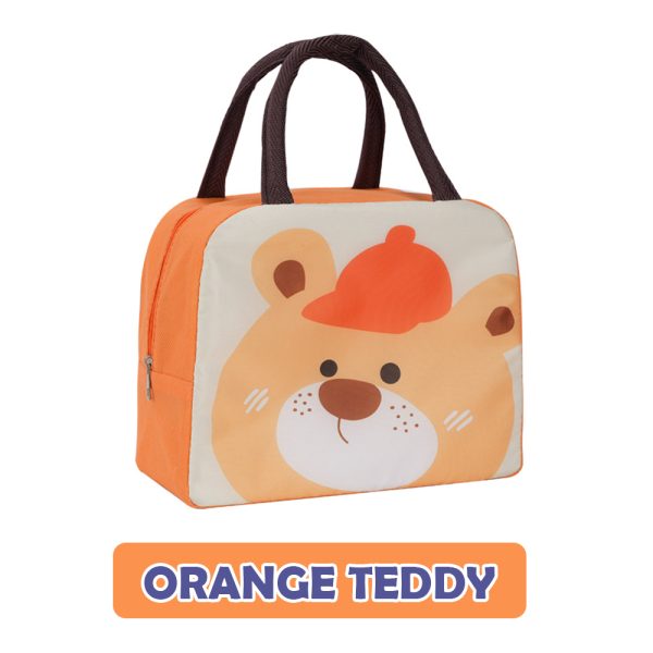 Cartoon Lunch Bag Portable Cooler Bag / Food Container Bag / Storage Bag for Kids & Students - Orange Teddy