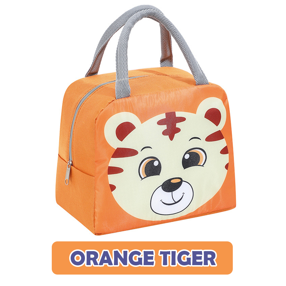 Cartoon Lunch Bag Portable Cooler Bag / Food Container Bag / Storage Bag for Kids & Students - Orange Tiger - Image 1