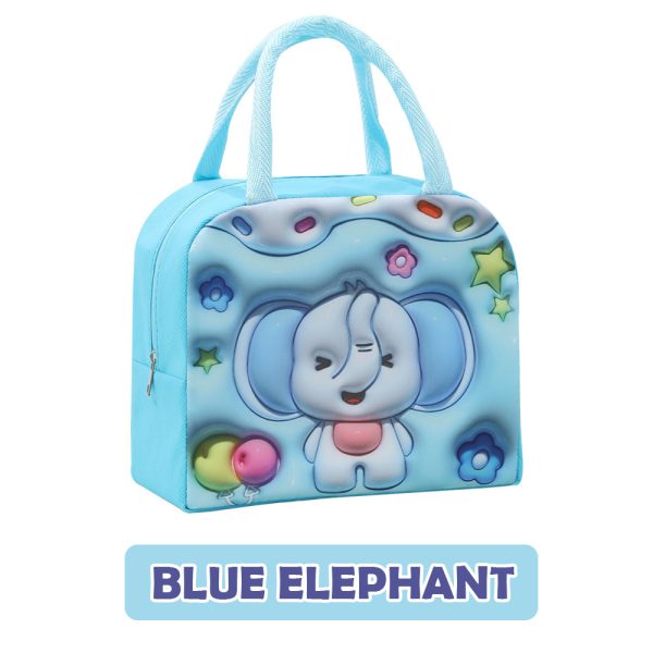 Cartoon Lunch Bag Portable Cooler Bag / Food Container Bag / Storage Bag for Kids & Students - Blue Elephant