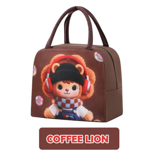 Cartoon Lunch Bag Portable Cooler Bag / Food Container Bag / Storage Bag for Kids & Students - Coffee Lion