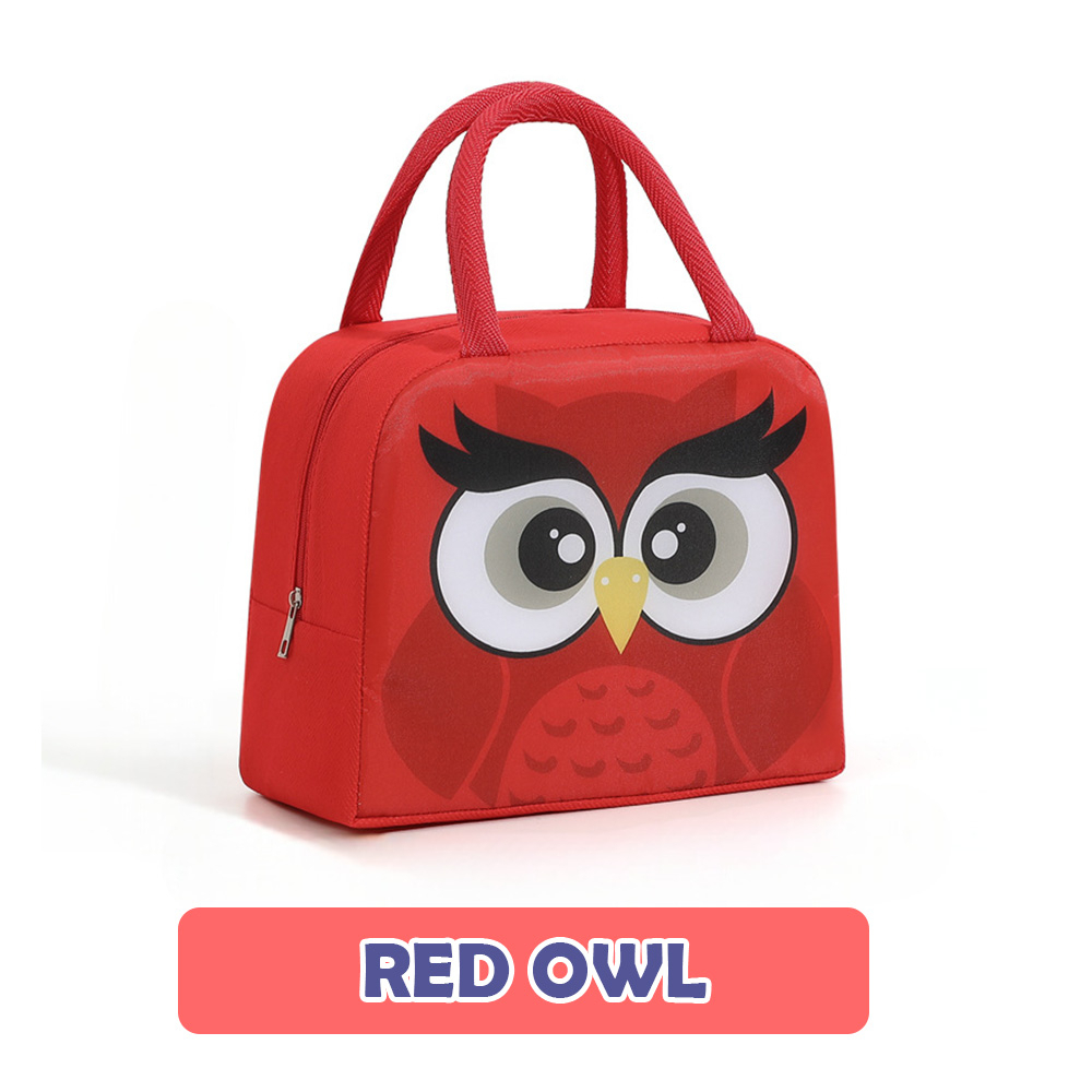Cartoon Lunch Bag Portable Cooler Bag / Food Container Bag / Storage Bag for Kids & Students - Red Owl - Image 1