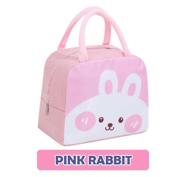 Cartoon Lunch Bag Portable Cooler Bag / Food Container Bag / Storage Bag for Kids & Students - Pink Rabbit