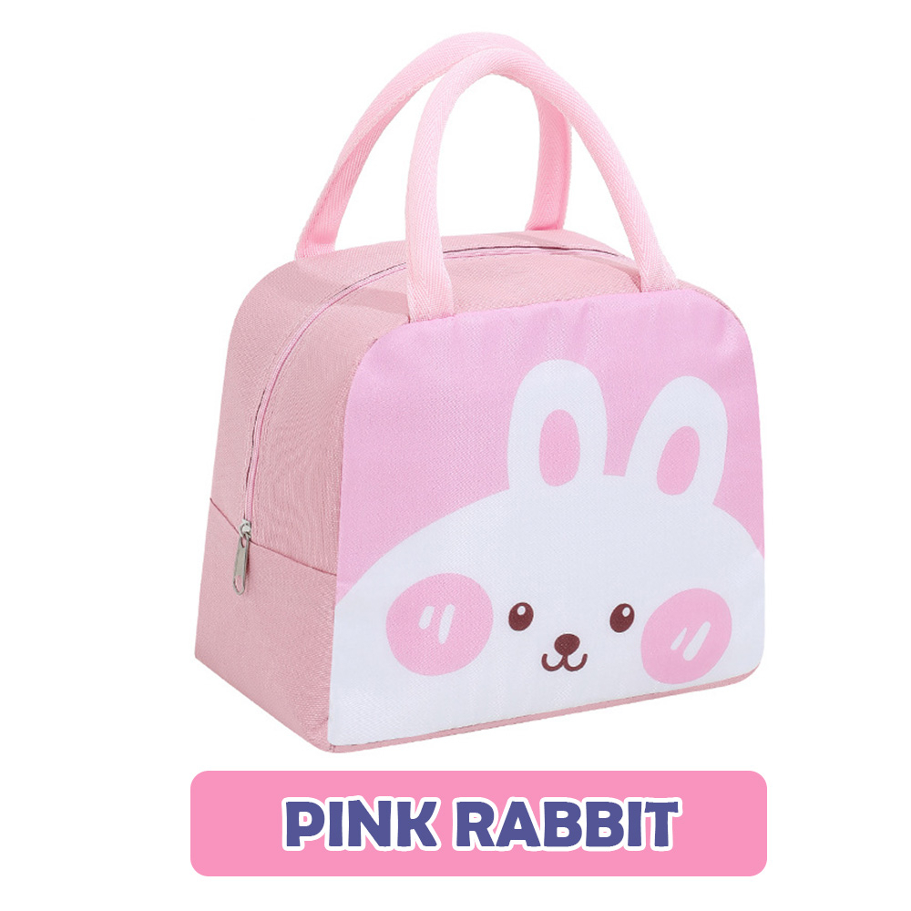 Cartoon Lunch Bag Portable Cooler Bag / Food Container Bag / Storage Bag for Kids & Students - Pink Rabbit - Image 1