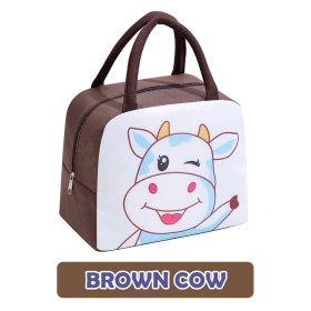 Cartoon Lunch Bag Portable Cooler Bag / Food Container Bag / Storage Bag for Kids & Students - Brown Cow - Image 1