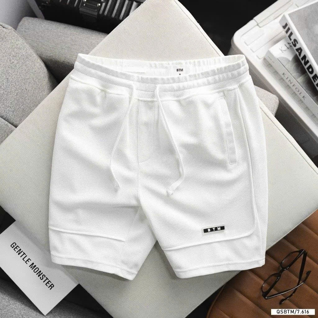 Men's soft stretch honeycomb Cotton fabric Short Pant - White - Image 1